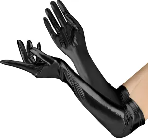 Women's Faux Leather Adult Long Gloves Party Patent Sexy Wet Look Gloves Halloween Cosplay Accessories