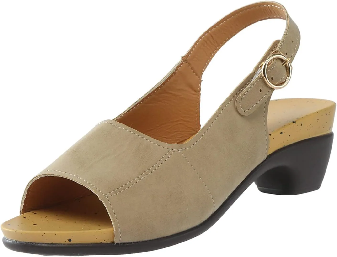 Womens Orthopedic Sandals Fashion Low Heel Wedge Sandals Lightweight Non Slip On Sandal Ladies Fashion Elegant Dance Shoes with Strappy Ankle Strap Metal Buckle