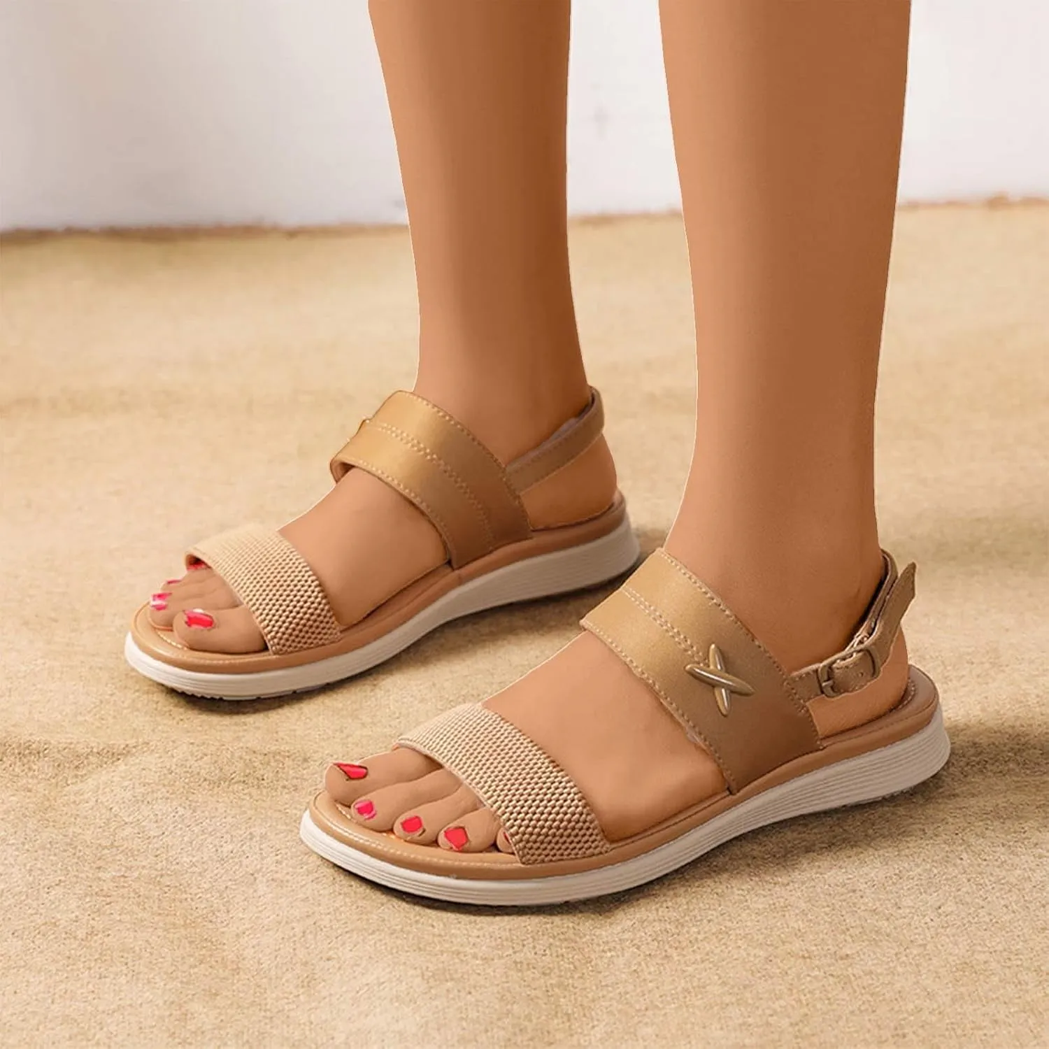 Women's Sandals Arch Support Sandals Summer Beach Sandals Travel Elastic Ankle Strap Sandal Bohemia Shoes