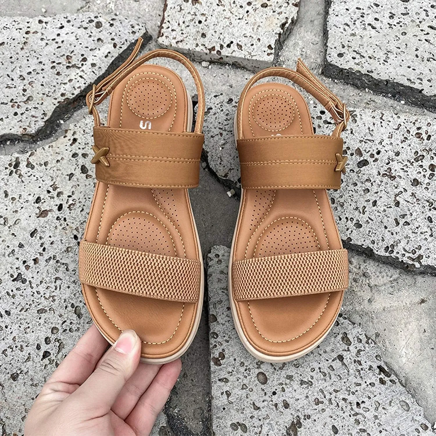 Women's Sandals Arch Support Sandals Summer Beach Sandals Travel Elastic Ankle Strap Sandal Bohemia Shoes