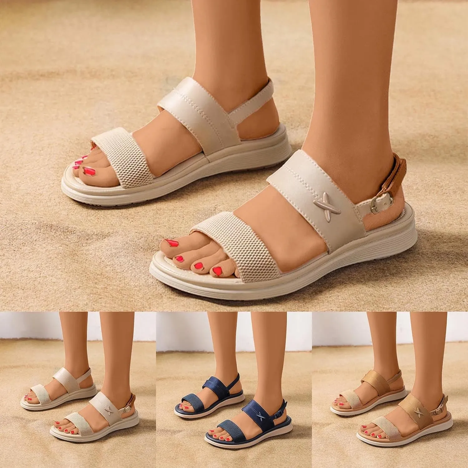 Women's Sandals Arch Support Sandals Summer Beach Sandals Travel Elastic Ankle Strap Sandal Bohemia Shoes