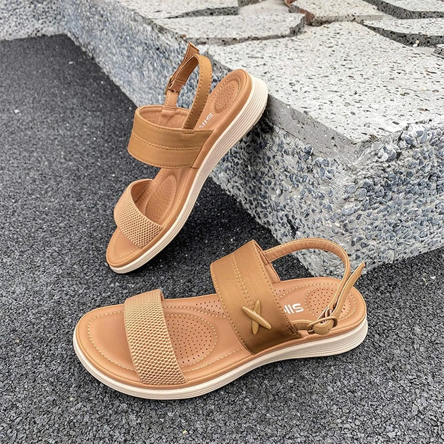 Women's Sandals Arch Support Sandals Summer Beach Sandals Travel Elastic Ankle Strap Sandal Bohemia Shoes