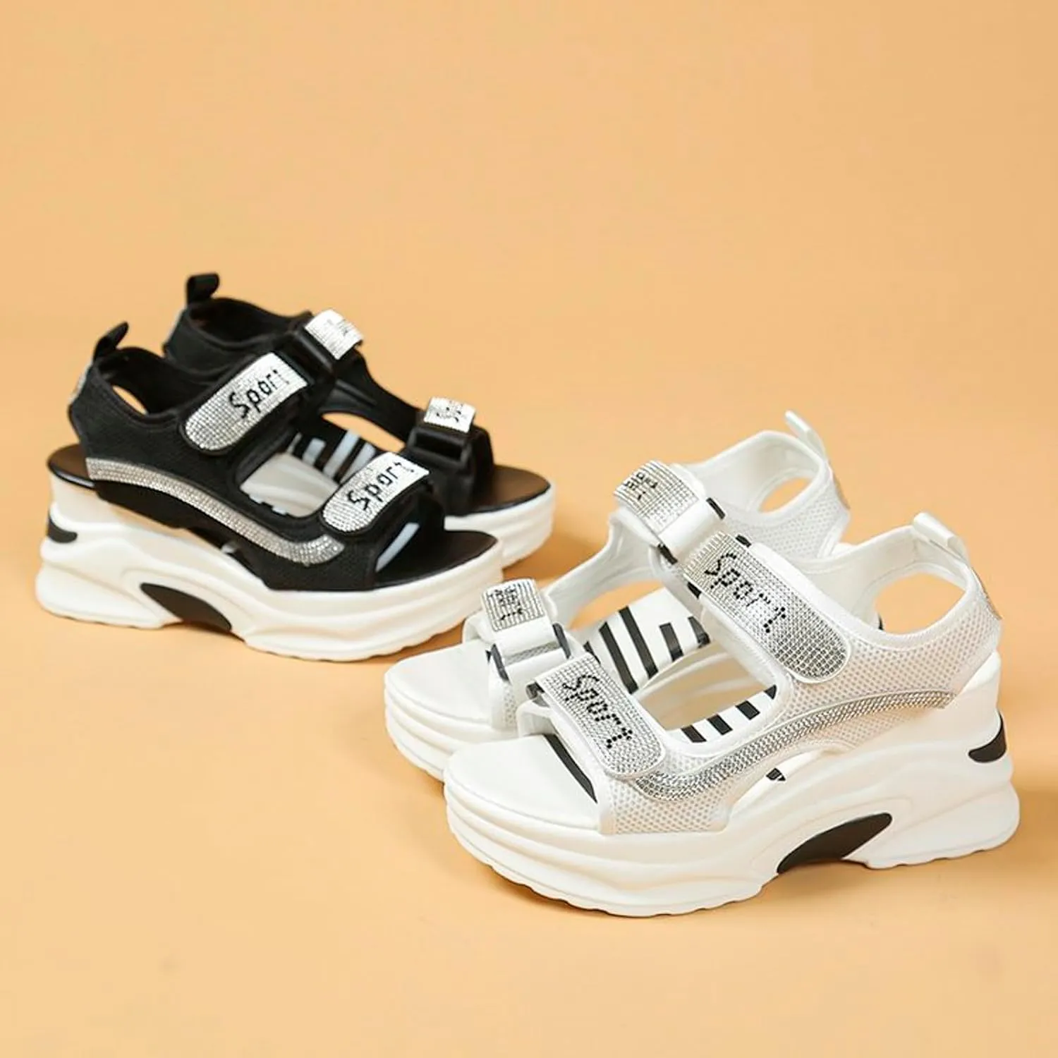 Women's Sandals Travel Arch Support Sandals Orthopedic Walking Sandals Open Toe Elastic Ankle Strap Shoes