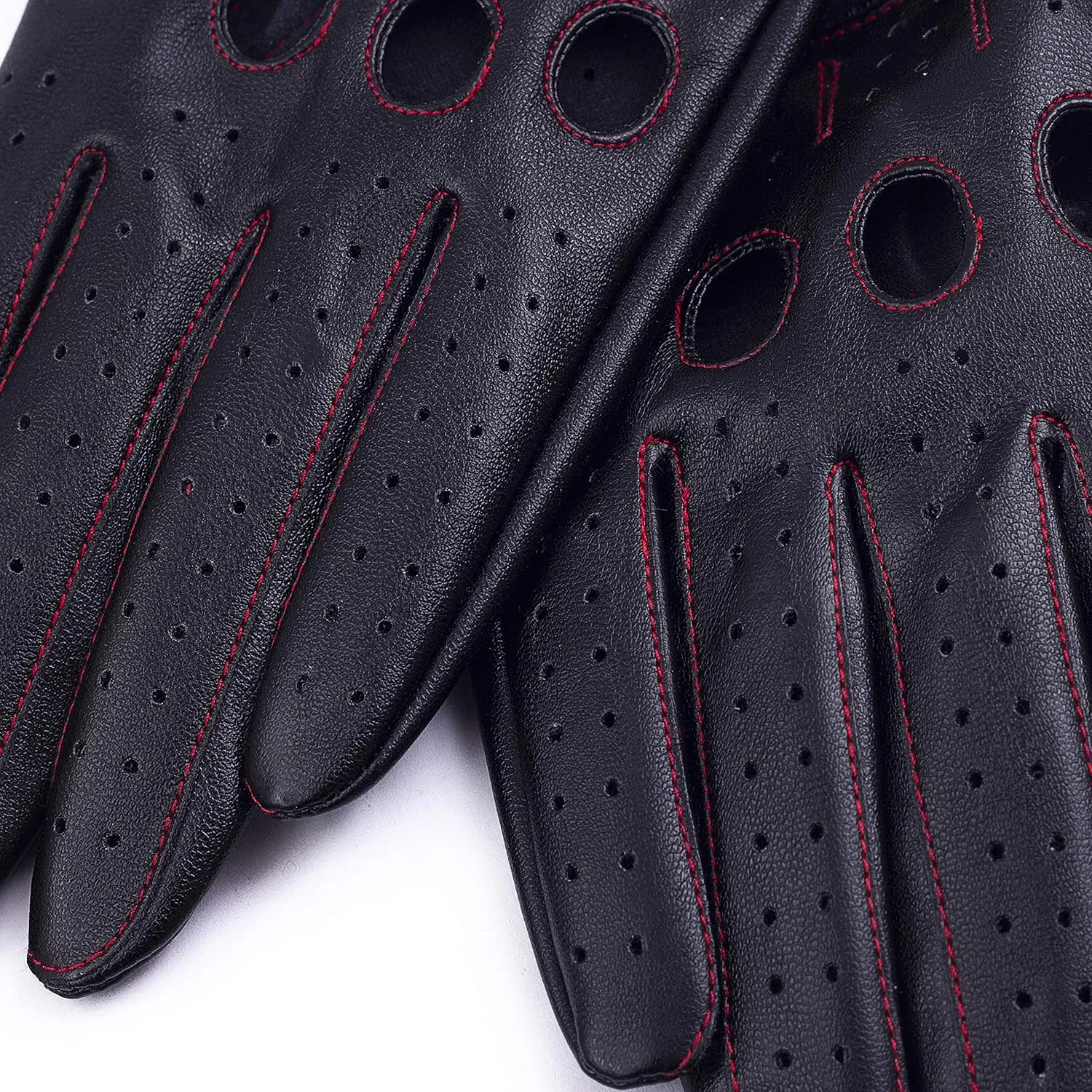 Women's Vegan Leather Full-finger Driving Touchscreen Gloves
