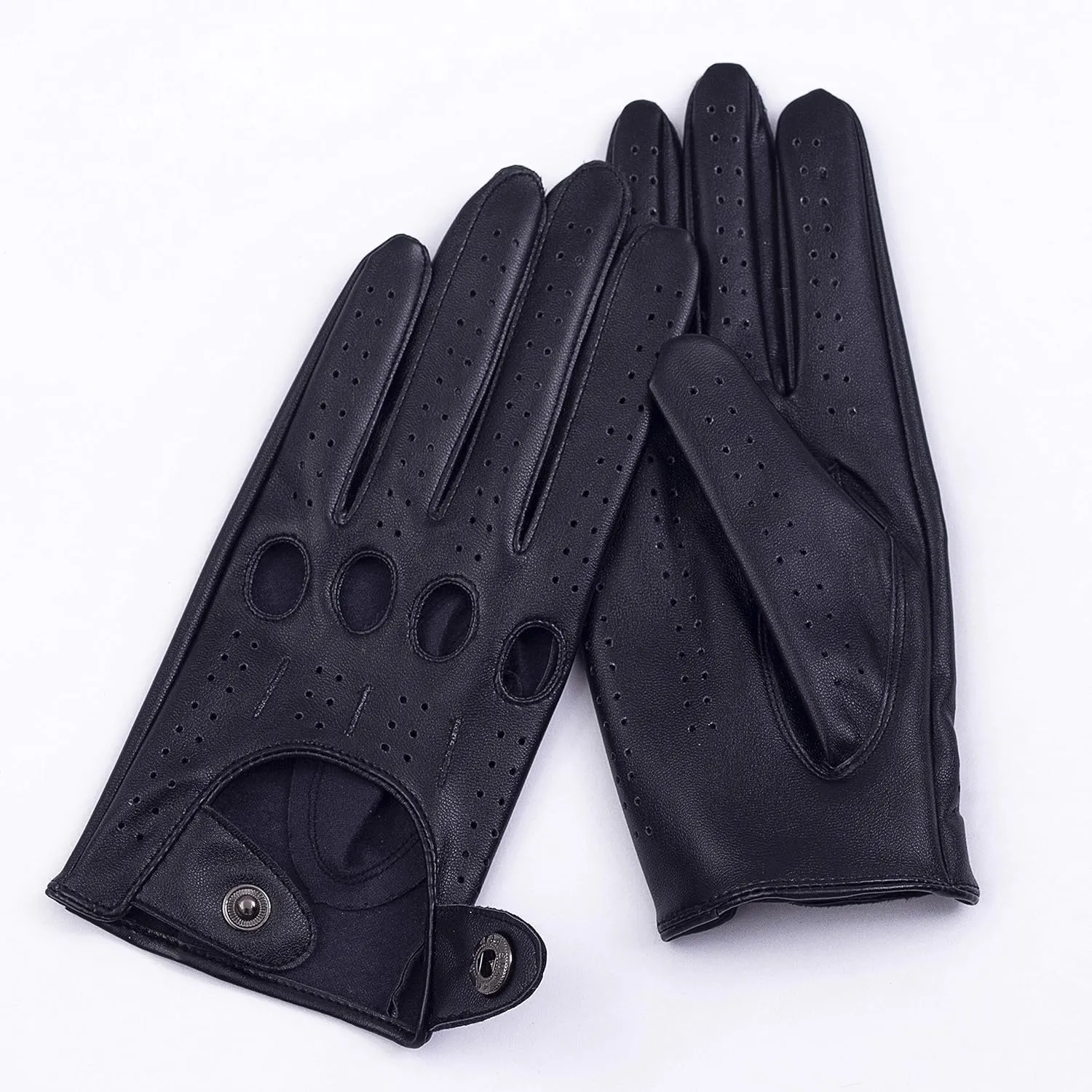 Women's Vegan Leather Full-finger Driving Touchscreen Gloves