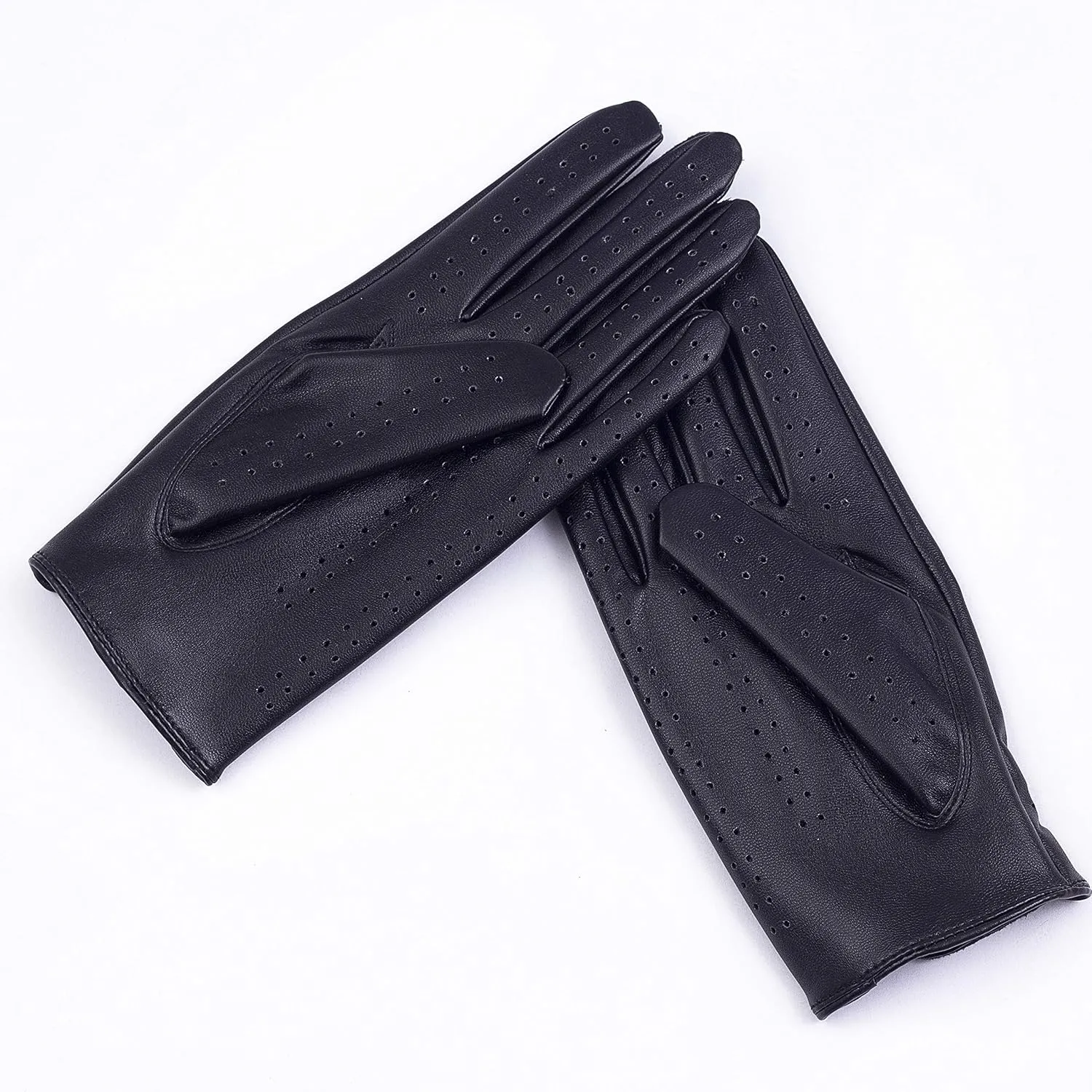 Women's Vegan Leather Full-finger Driving Touchscreen Gloves