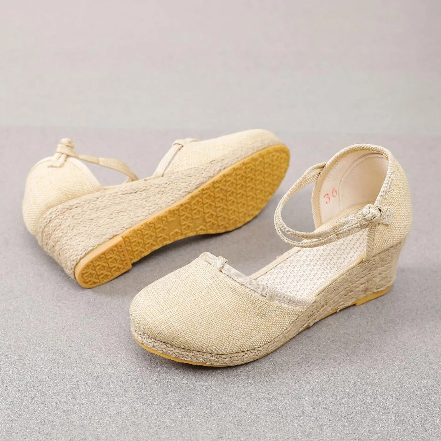 Womens Wedge Sandals Dressy Summer Women's Ankle Strap Closed Toe Espadrille Wedge Sandals Closed Toe Breathable Non Slip Espadrille Shoes Indoor Outdoor