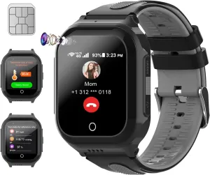 Wonlex Newest 4G Kids Smartwatch with SIM Card, 1.4" GPS Smart Watch for Kids, Boys Girls Phone Watch With Temperature HR BP Monitor, Video Calls, SOS, Camera, Pedometer, Alarm, Music Player