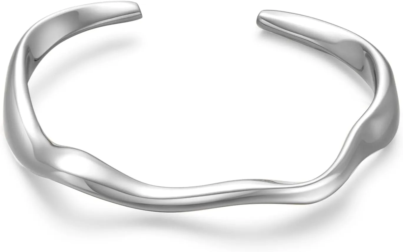WOWORAMA Teardrop Gold Cuff Bracelets for Women Adjustable 18K Gold Plated Chunky Open Cuff Bangle Bracelets Minimalist Thick Gold Wrist Cuff Bracelets