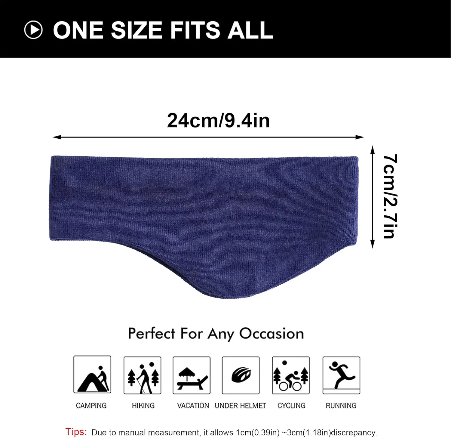 WTACTFUL Winter Double-Layer Fleece Ear Warmers Muffs Headband Ear Covers for Men Women Ski Running Cycling Hiking