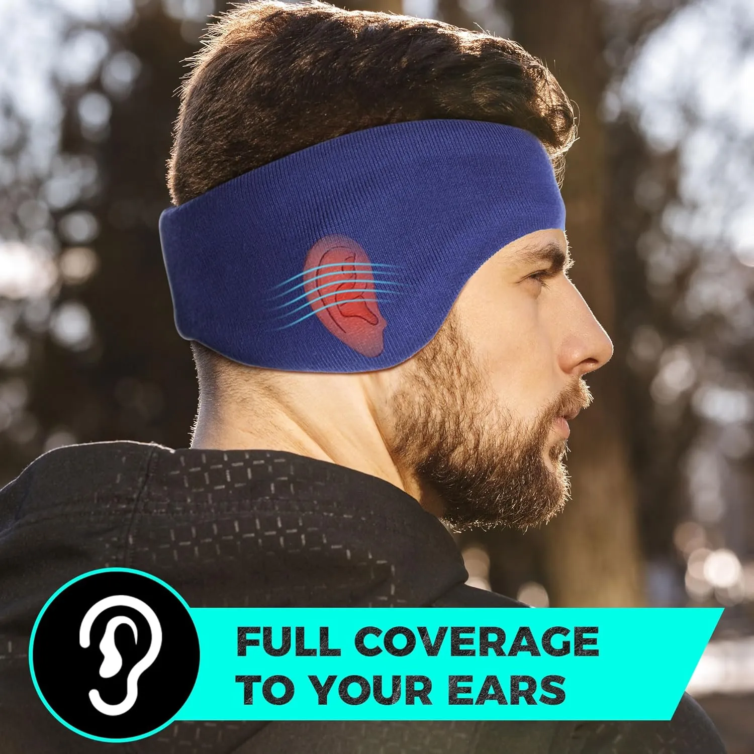WTACTFUL Winter Double-Layer Fleece Ear Warmers Muffs Headband Ear Covers for Men Women Ski Running Cycling Hiking