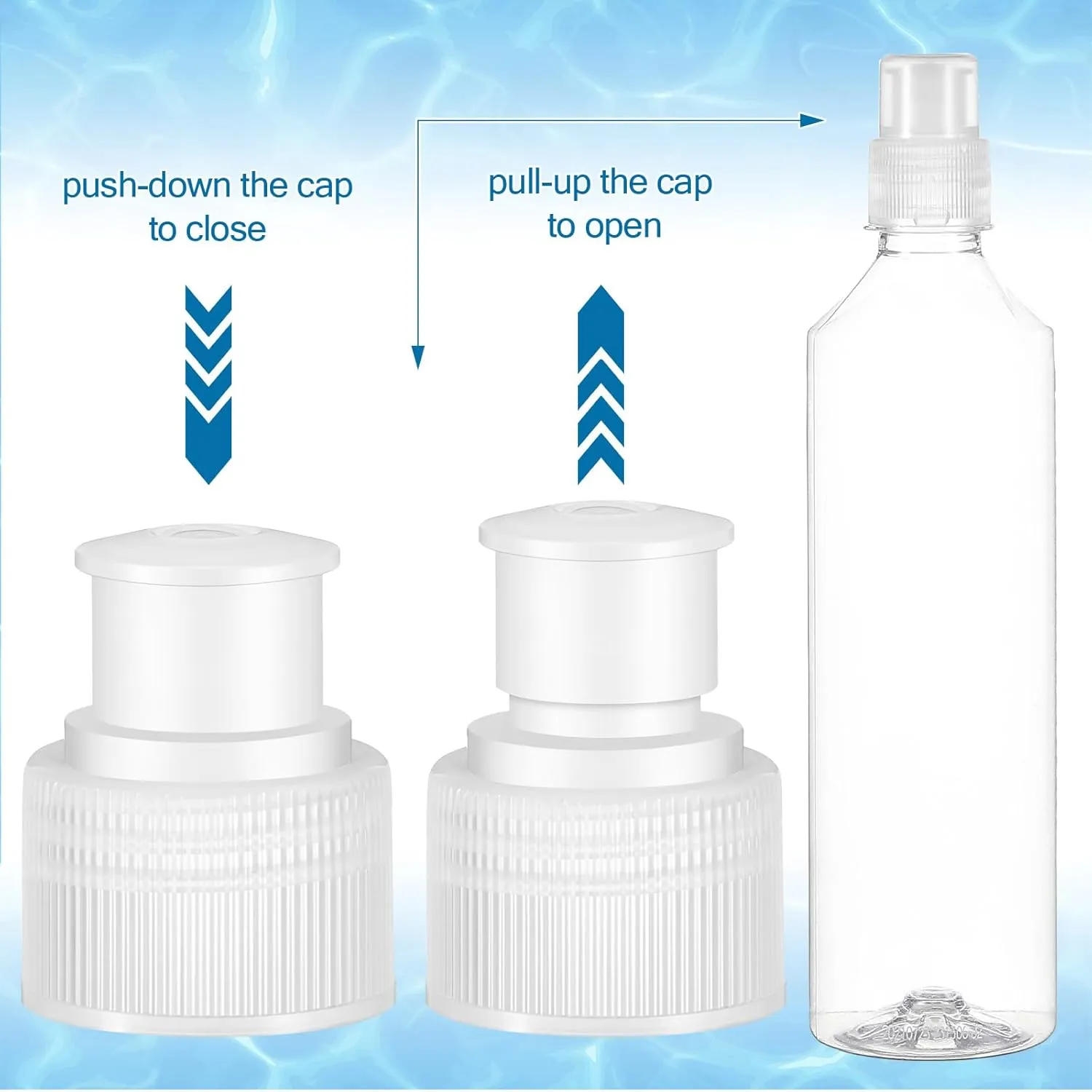 Yulejo Plastic Push Pull Replacement Caps 28 mm Twisted Sport Bottle Lid Reusable Water Bottle Cap Screw Tops for Water Bottles Soda Bottles