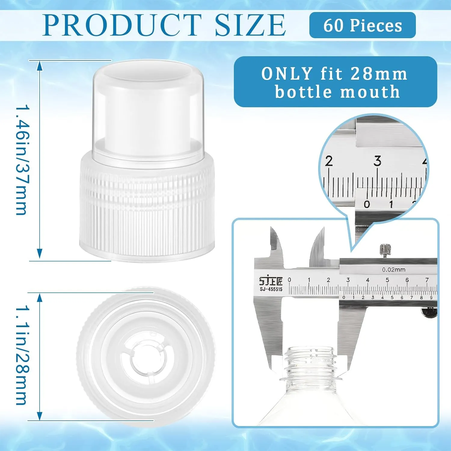 Yulejo Plastic Push Pull Replacement Caps 28 mm Twisted Sport Bottle Lid Reusable Water Bottle Cap Screw Tops for Water Bottles Soda Bottles
