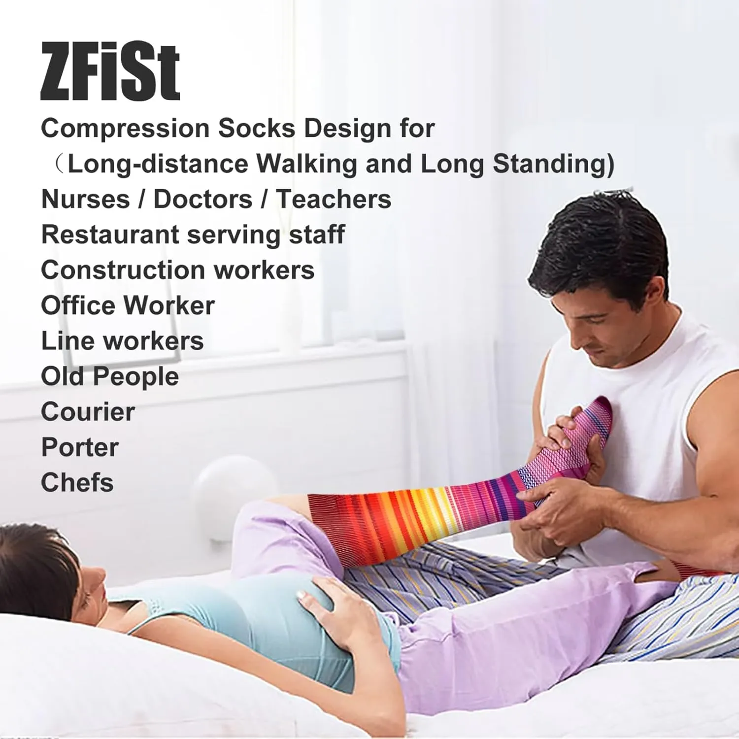 ZFiSt Plus Size Compression Socks Wide Calf for Women Men,Sport Compression Stocking Nurse Socks