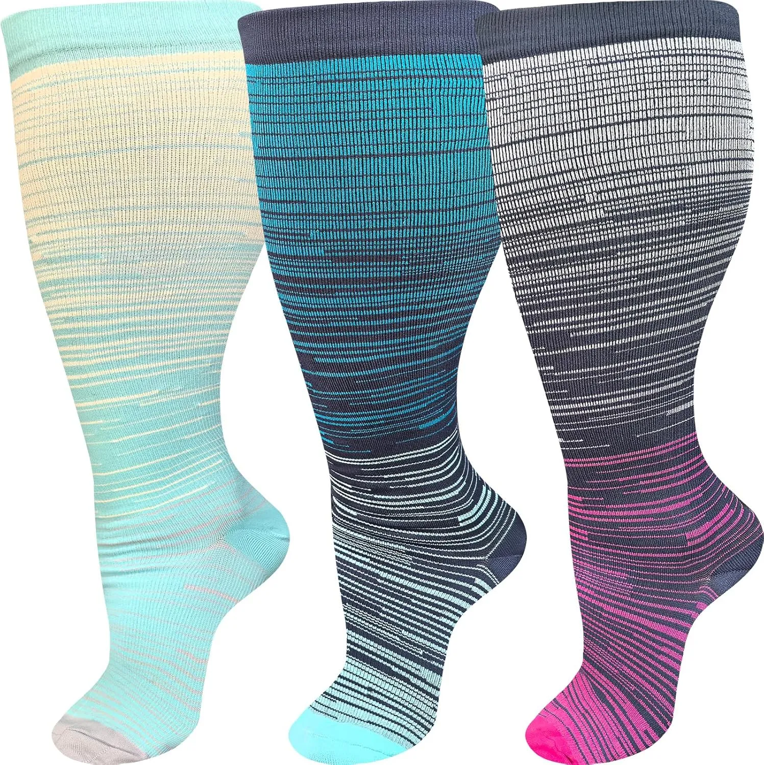 ZFiSt Plus Size Compression Socks Wide Calf for Women Men,Sport Compression Stocking Nurse Socks